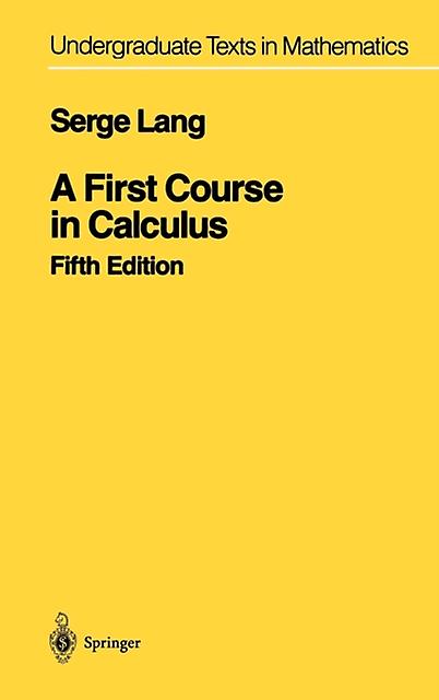 First Course In Calculus - Serge Lang - Hardback - English Book - Calculus