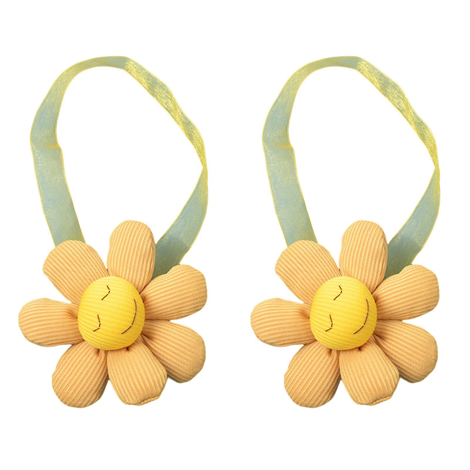 2pcs Curtain Tieback Cute Cartoon Elastic Fluffy Multipurpose Reusable Decorative Soft Fabric Flower Curtain Rope Holdback Plush Toy Home Acces