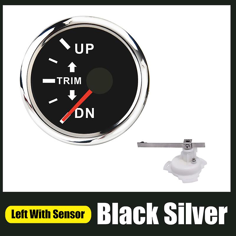 52mm Trim Gauge For Boat Outboard Engine Up-dn Right Side Trim Meter 0-190 Ohm With Red Backlight 12v/24v Stainless Steel Bezel