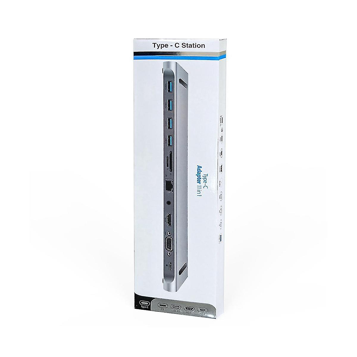 11-in-1-Typ-C-Dock-USB-Hub 3.0-Splitter-Multiport-Adapter 4k-kompatibel Rj45 Sd / tf Vga Pd Audio-Laptop-Ständer