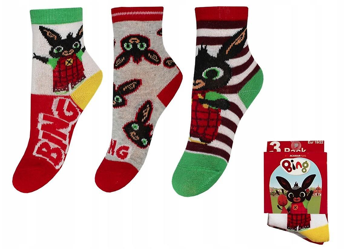 3 Pack Bing skarpetki czerwony/szary/w paski