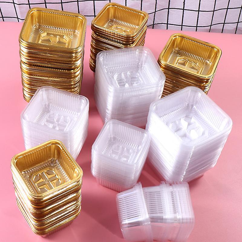 100Pcs Packing Box Portable Safe Square Shape Plastic Moon Cake Boxes for Mooncakes