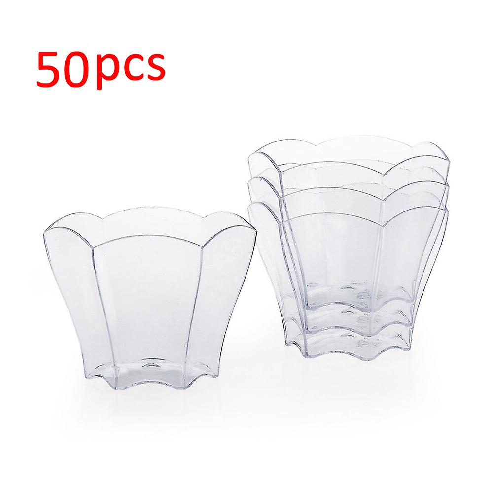 75ml Disposable Plastic Tableware Petal Plastic Dessert Cup Mousse Cup Jelly Yogurt Dessert Baking Cup Party Wedding Supplies