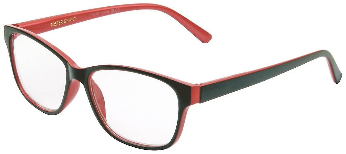Foster Grant Loire Reading Glasses - Shiny Black/Metallic Red