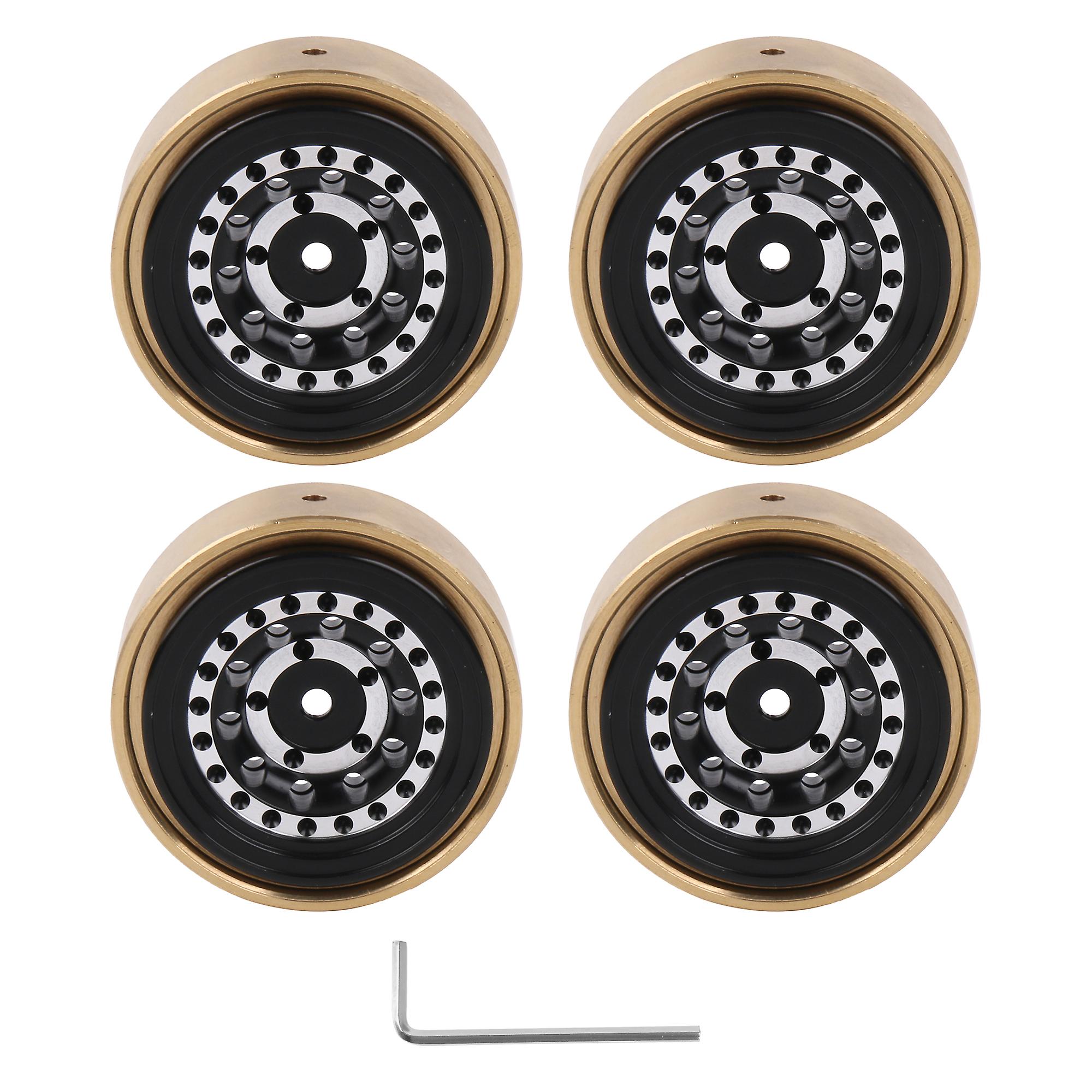 4 Pack RC Black Wheel Rims with Counterweight Replacement for FMS 1:24