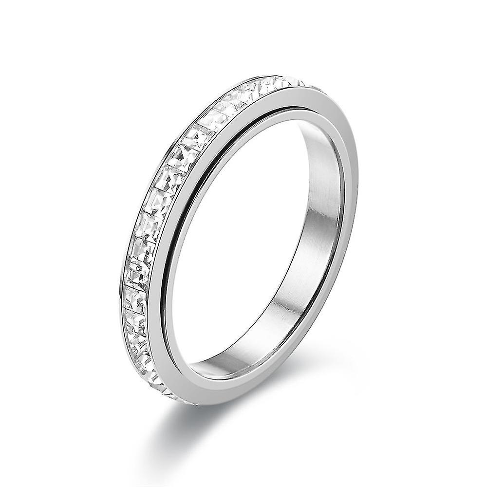 Spinning Anxiety Fidget Rings For Men Women Inlaid Zircon Stainless Steel Anti Stress Ring Rotating Spinner Trend Jewelry Kbr147