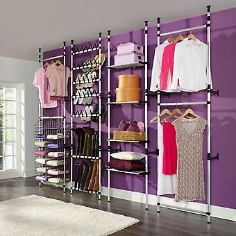 Telescopic coat rack with shelves aluminium