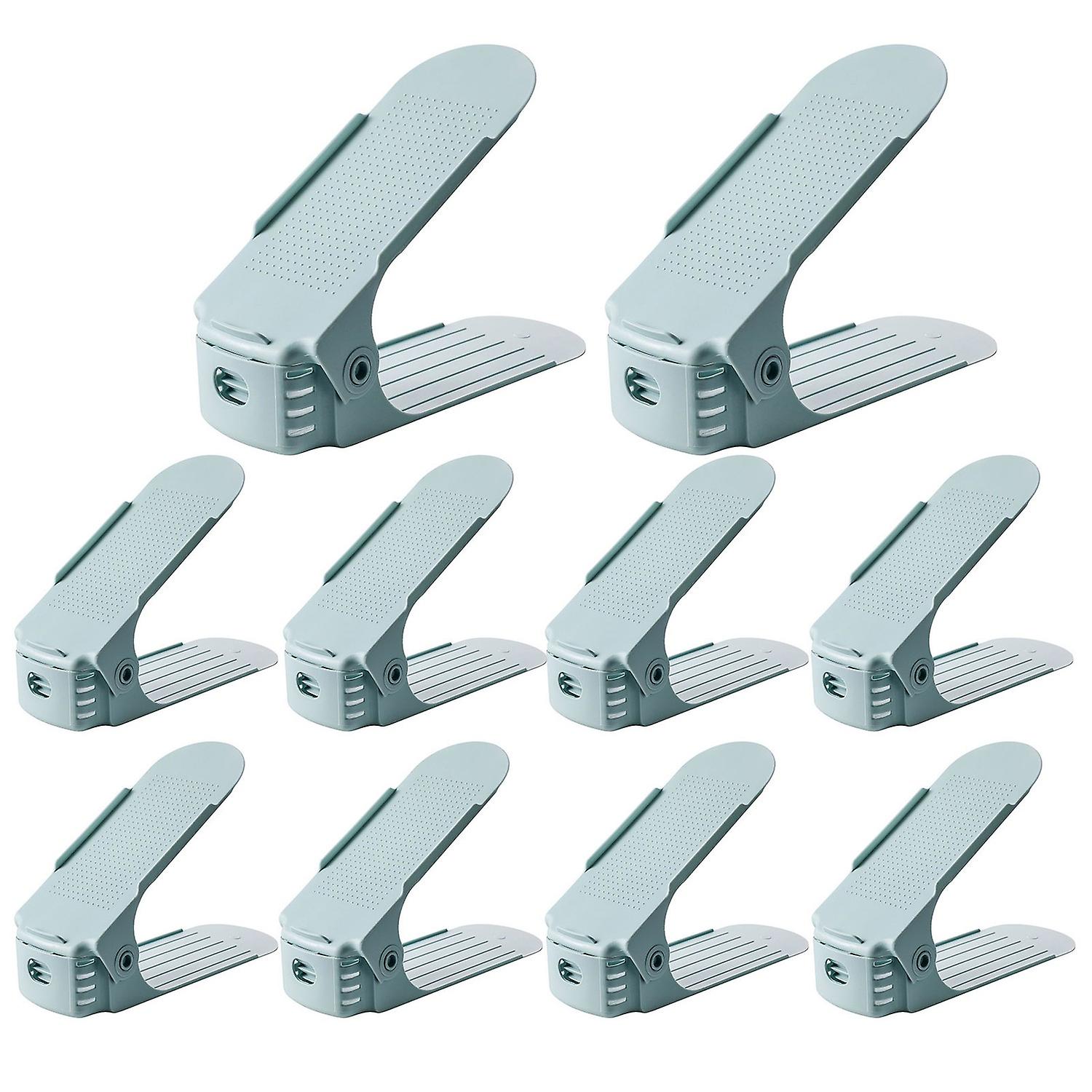 10Pcs Shoes Storage Rack Dual Layer Height Adjustable Space-saving Shoes Display Holder for High Hee