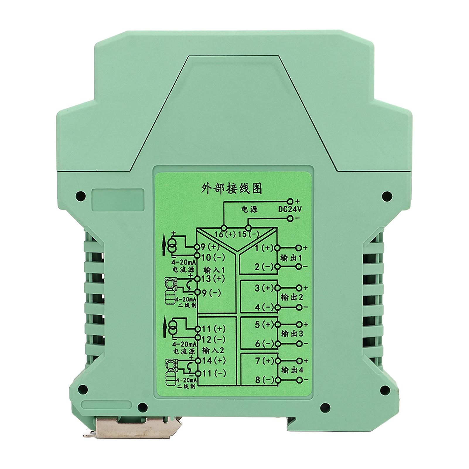 DC Signal Isolator 2 in 4 Out Current Transmitter 4‑20mA PLC Detect Signal Conditioner 24V