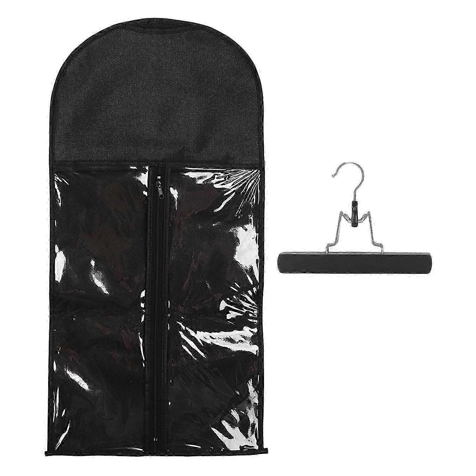 Sac de rangement d’extensions de cheveux Porte-support portable d’extensions de cheveux anti-poussière avec fermeture éclair pour un usage quotidien de voyage Noir