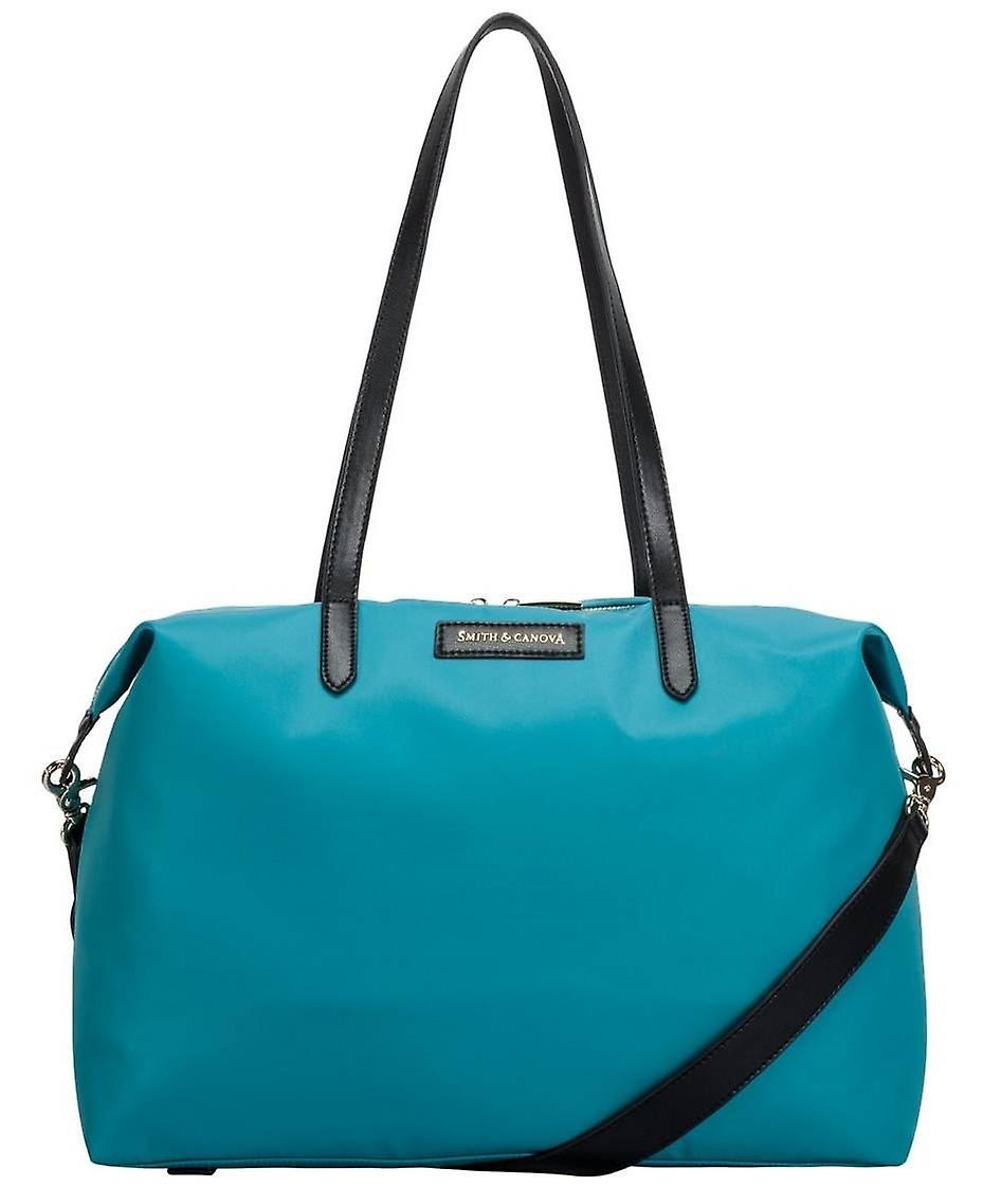 Smith and Canova Large Nylon Zip Top Tote Bag - Teal Blue