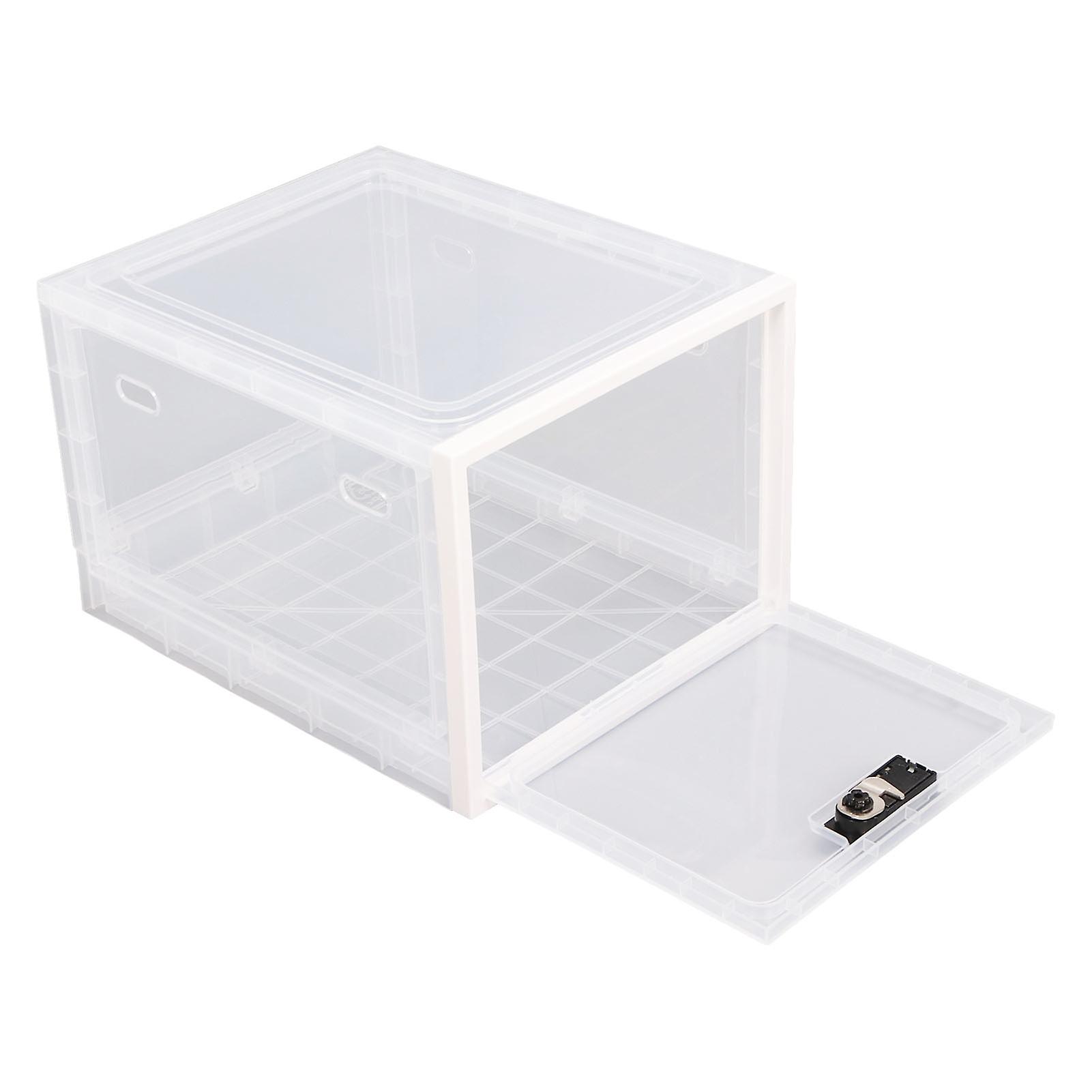 Lock Box Clear Food Storage Container Medicine Case with 3 Digit Combination Lock for Home Transparent White