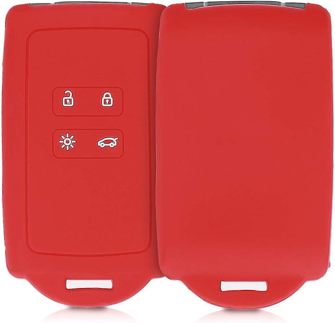 Car Key Accessory Compatible with Renault Smart Key 4-Button (Keyless Go Only) - Red - Soft Silicone