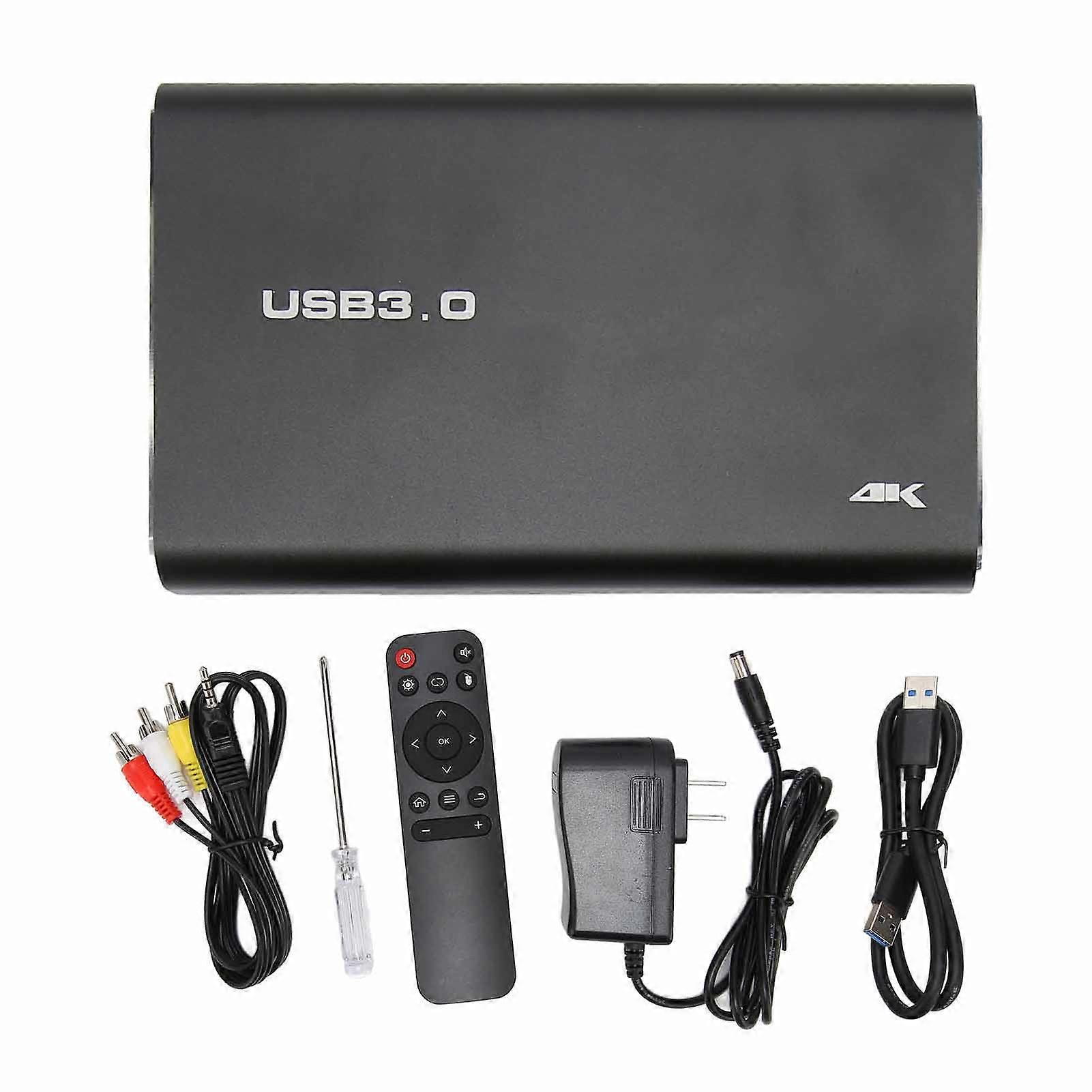 4K Ultra HD Media Player Video Photo Music PPT Media Player with Auto Loop Play for USB Drives Storage Card 100?240V US Plug
