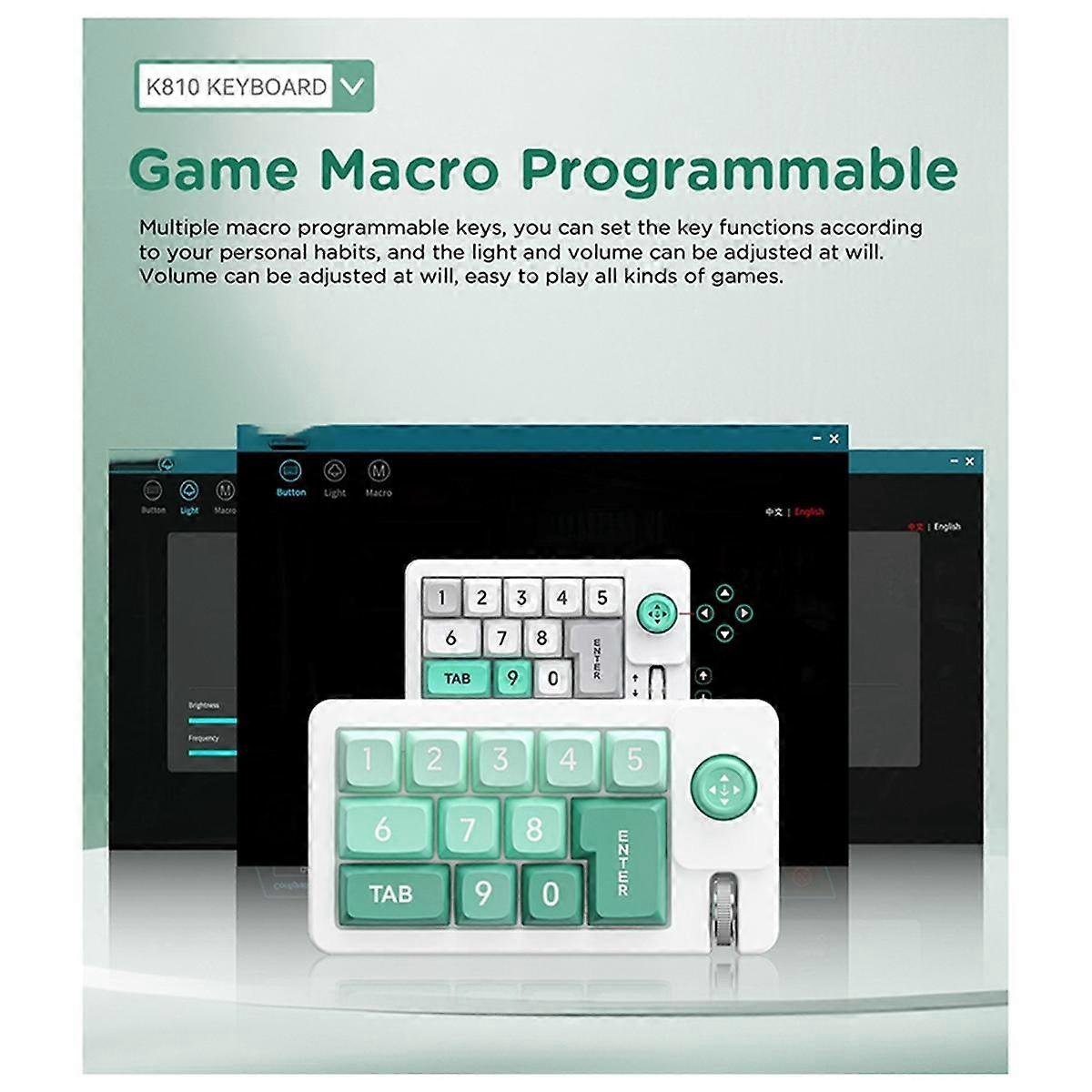 Clavier mécanique numérique RGB, échangeable à chaud, macro, filaire, joystick, vert personnalisé