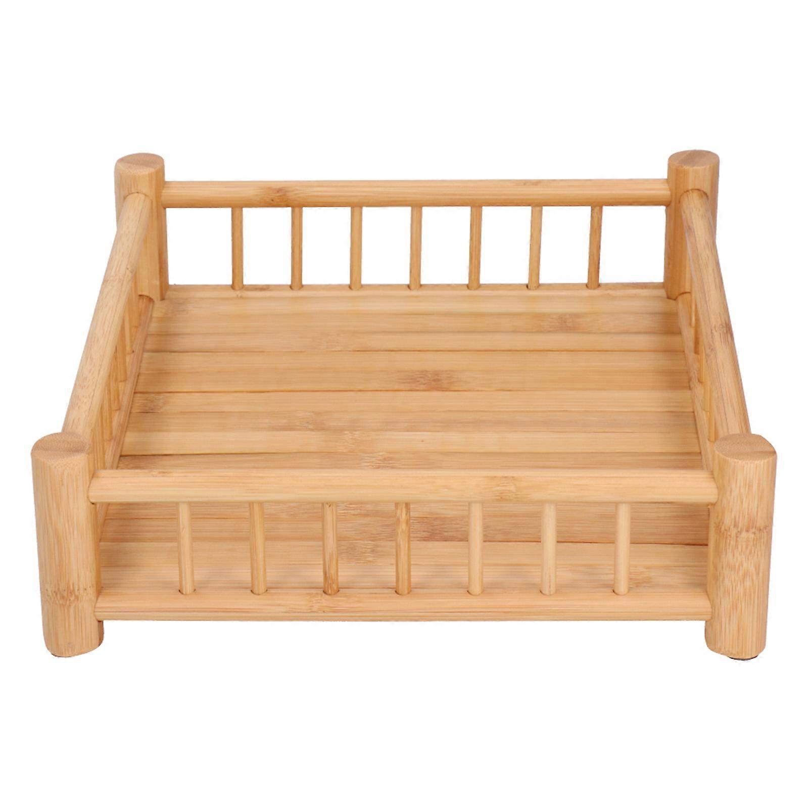 Rectangular Bamboo Decorative Trays Storage Baskets for Coffee Tea Fruit Drinks Snack Storage ContainerWood Color