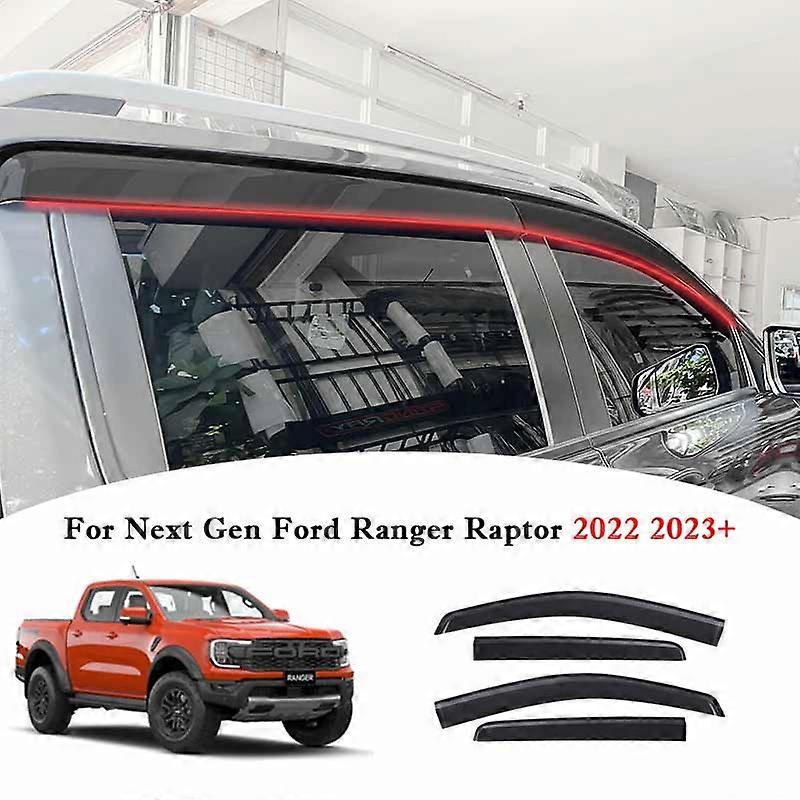 Γείσο παραθύρου Dflectors παραθύρων για Ford Ranger Raptor Next Gen 2022 2023+ Μοντέλο διπλής καμπίνας Weather Shield Sun Rain Guard 4PCS