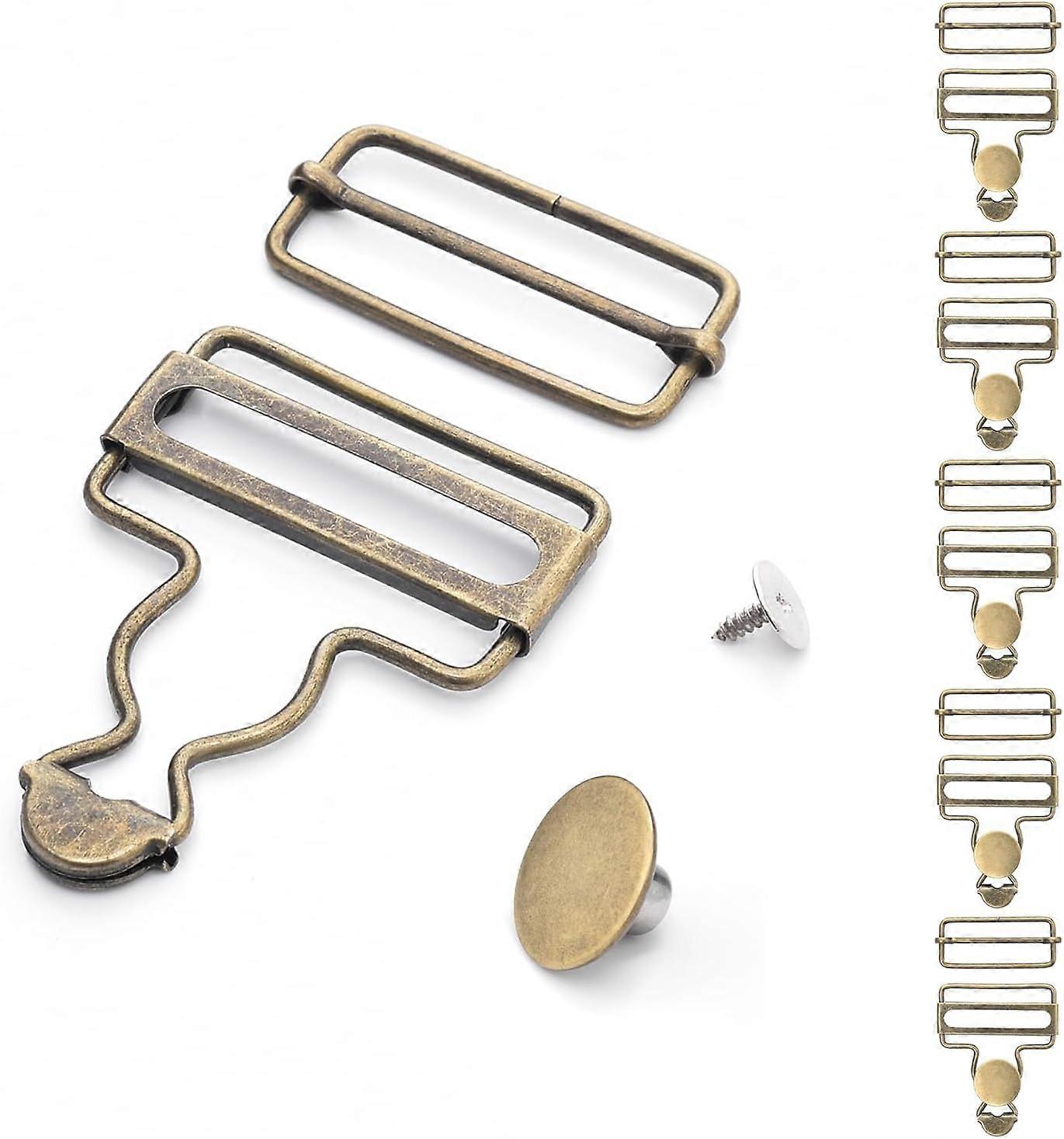 12 Sets Metal Overalls Buckles, 1-1/2" Overall Replacement Clasp Clips with Adjustable Tri Glide Slide Buckle and Buttons (Bronze)