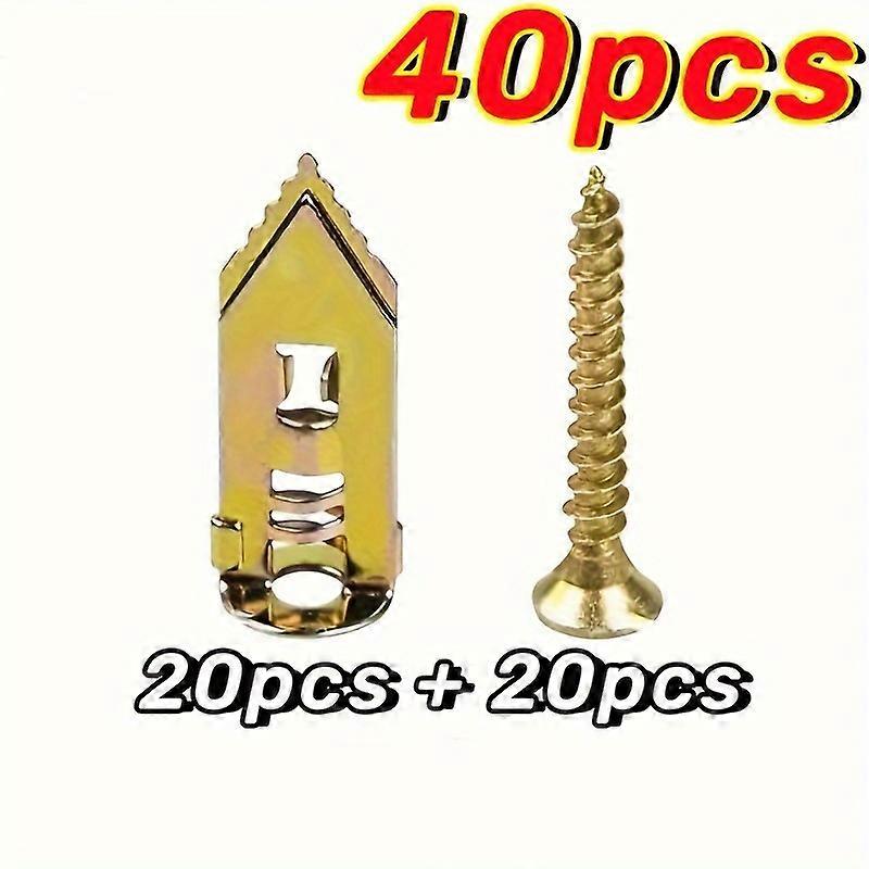 40pcs Drywall Anchors -Wall Screws For Drywall, Self Drilling Dry Wall Anchors And Screws Kit, Hollow Screws And Anchors For TV, Bike, Cabinet Self Dr