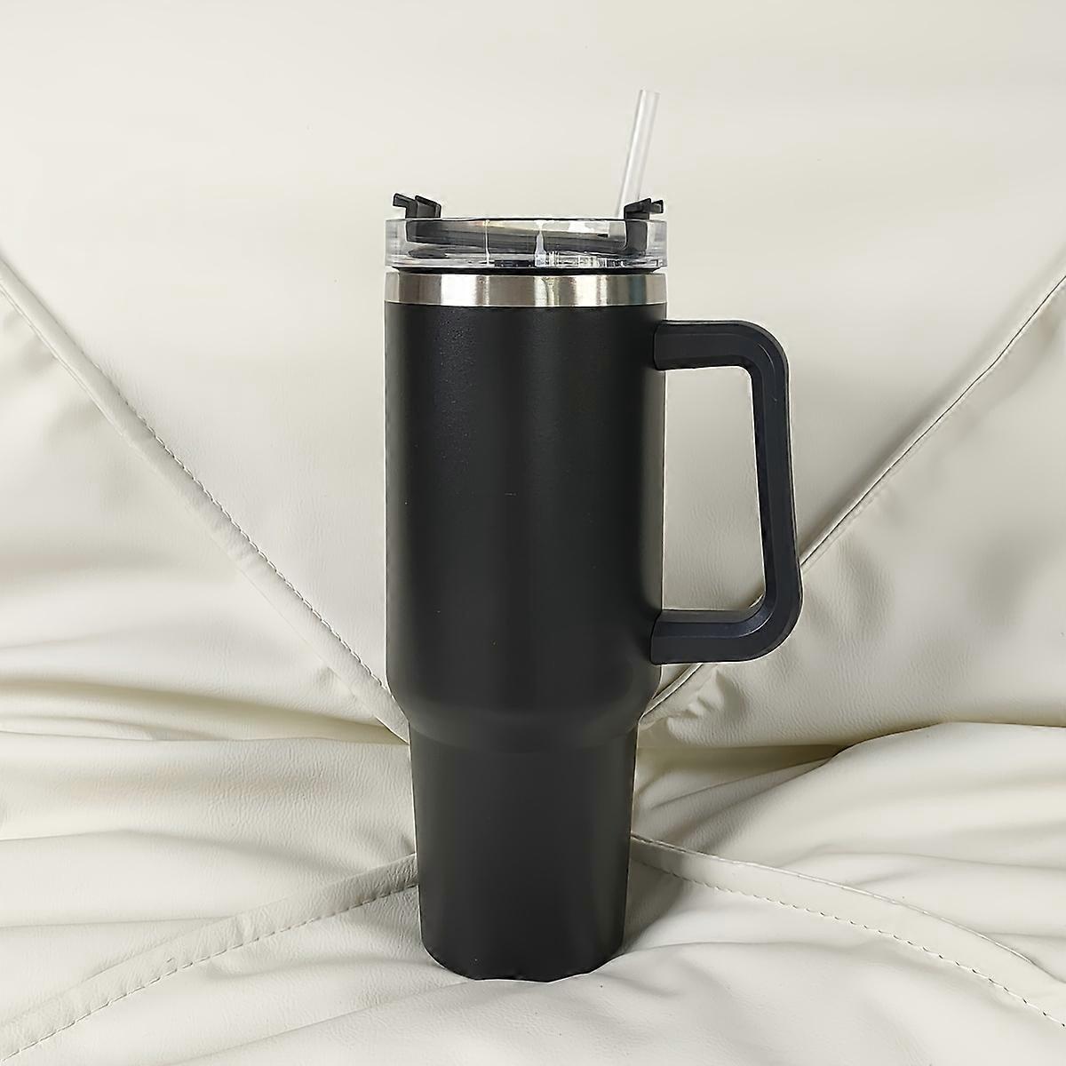 1pc Large Capacity 40oz Outdoor Watter Cup With Handle, Ice Tumbler, 304 Stainless Steel Vacuum Insulation Cup For Car, Straw Cup, Household Drinking
