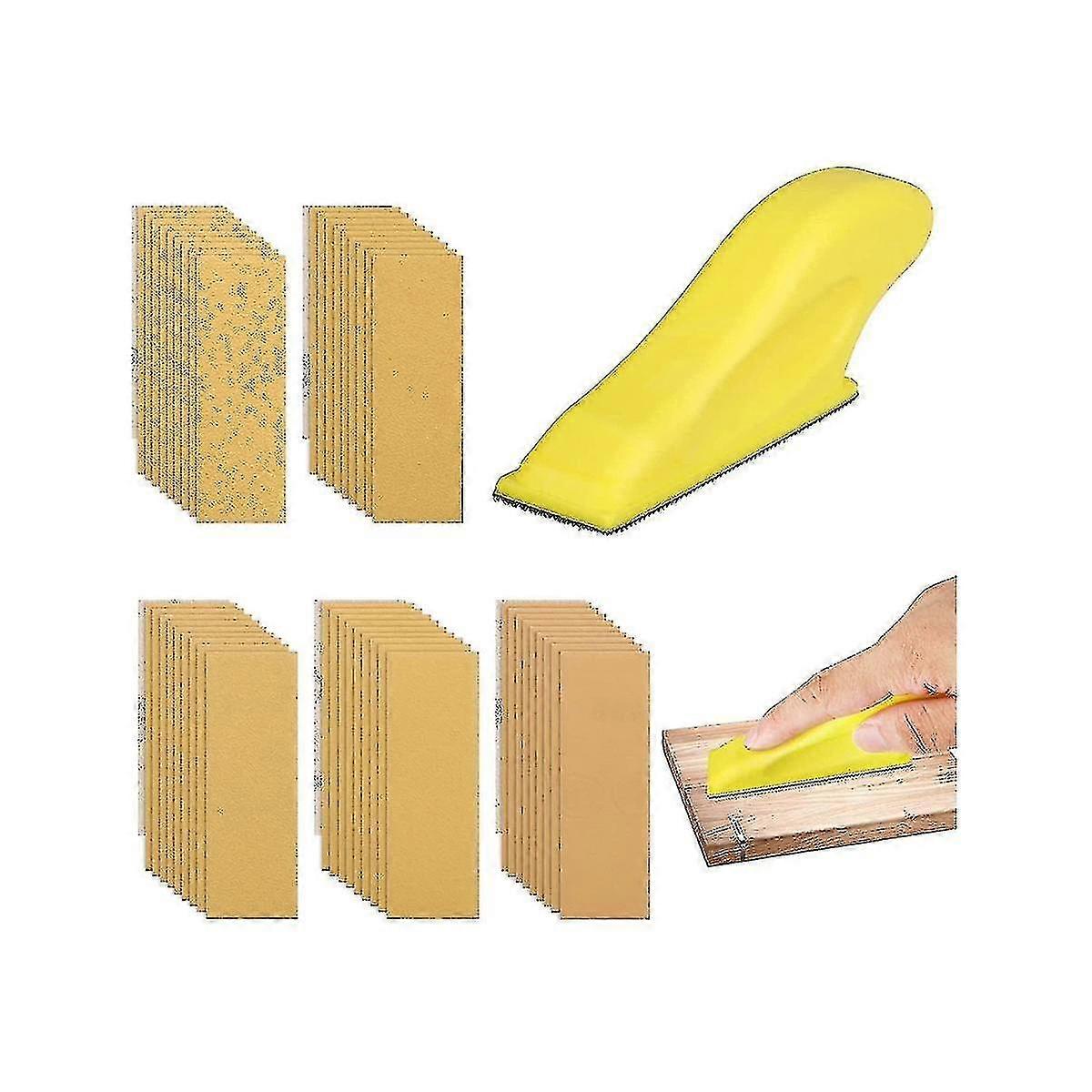 Sander Kit Detail Sanding Mini Handle Tool 50pcs Sandpaper Assortment
