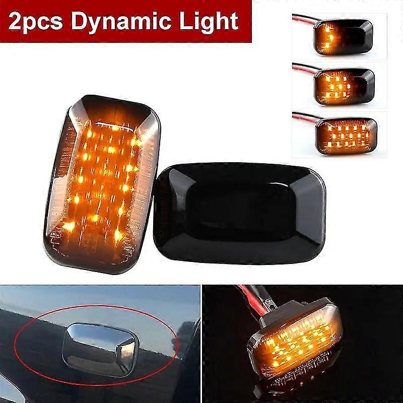 2pcs For Toyota 1984-present Land Cruiser 70 Series (j70) Smoked Dynamic Led Side Marker Fender Lights Flowing Turn Signal Light