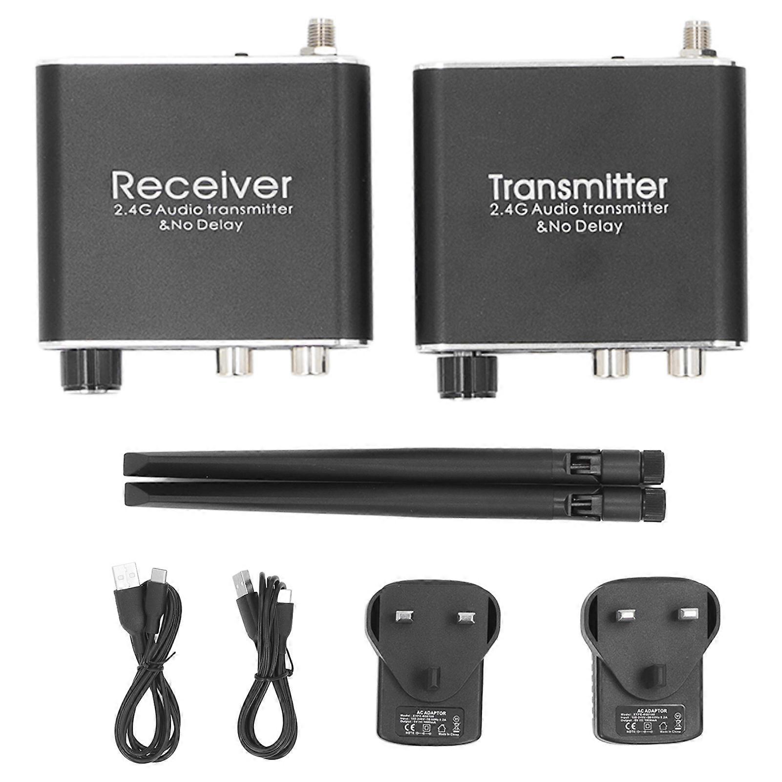 2.4g Wireless Audio Transceiver No Delay Audio Transmitter Receiver Adapter Rca 3.5mm Input Output 100240v Uk Plug