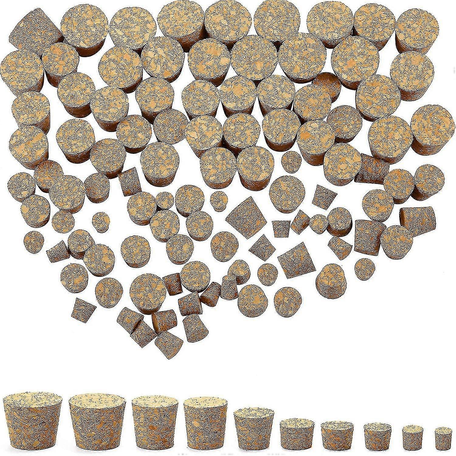100 Pack Tapered Cork Plugs Wooden Wine Bottle Cork Stoppers Replacement Corks