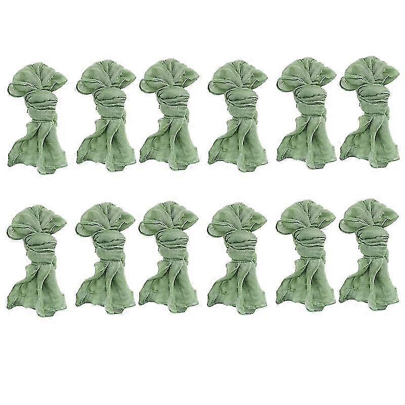 Gaze Étamine Serviettes de table Ridées Serviettes de table Serviettes décoratives en tissu (vert, 12