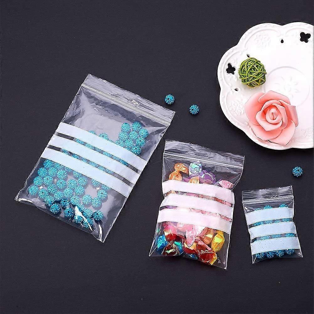 300pcs 3 Size Zip Bags Seal Top Bag with Write-On Strips Anti-Oxidation Zipper Top Ziplock Bag Clear Poly Seal
