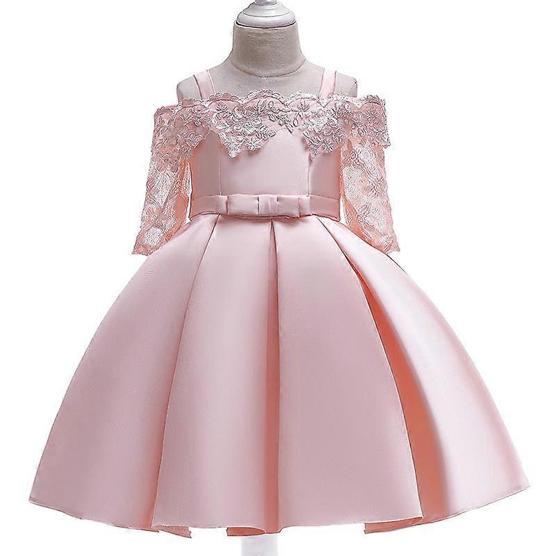 女の子プリンセスドレスオフショルダースパゲッティストラップドレスレース中空袖ペチスカート子供のための誕生日プレゼント