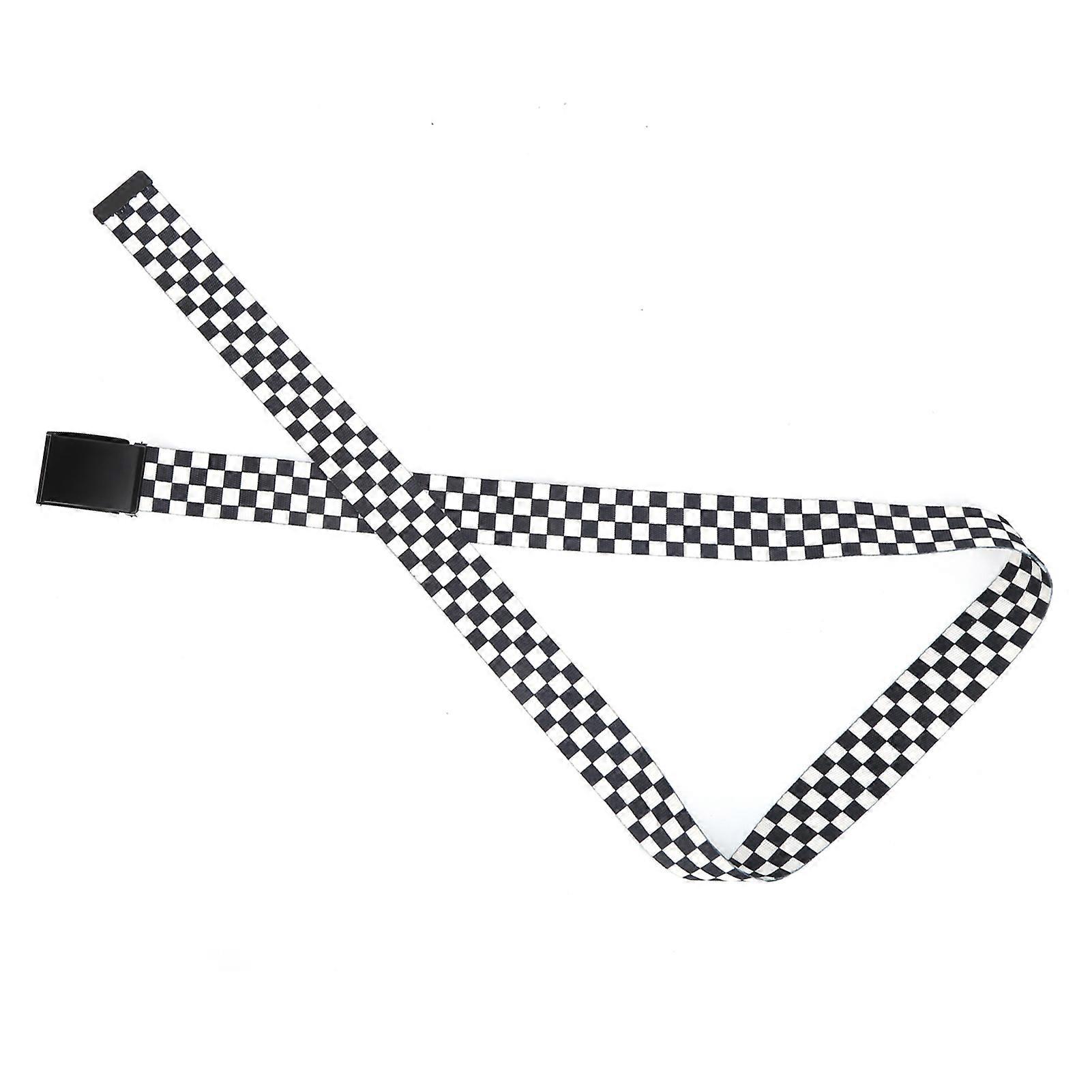 Checkered Belt Can Be Fixed Untie Easily Adjustable Cuttable Black White Grid Strap for Clothing Decoration
