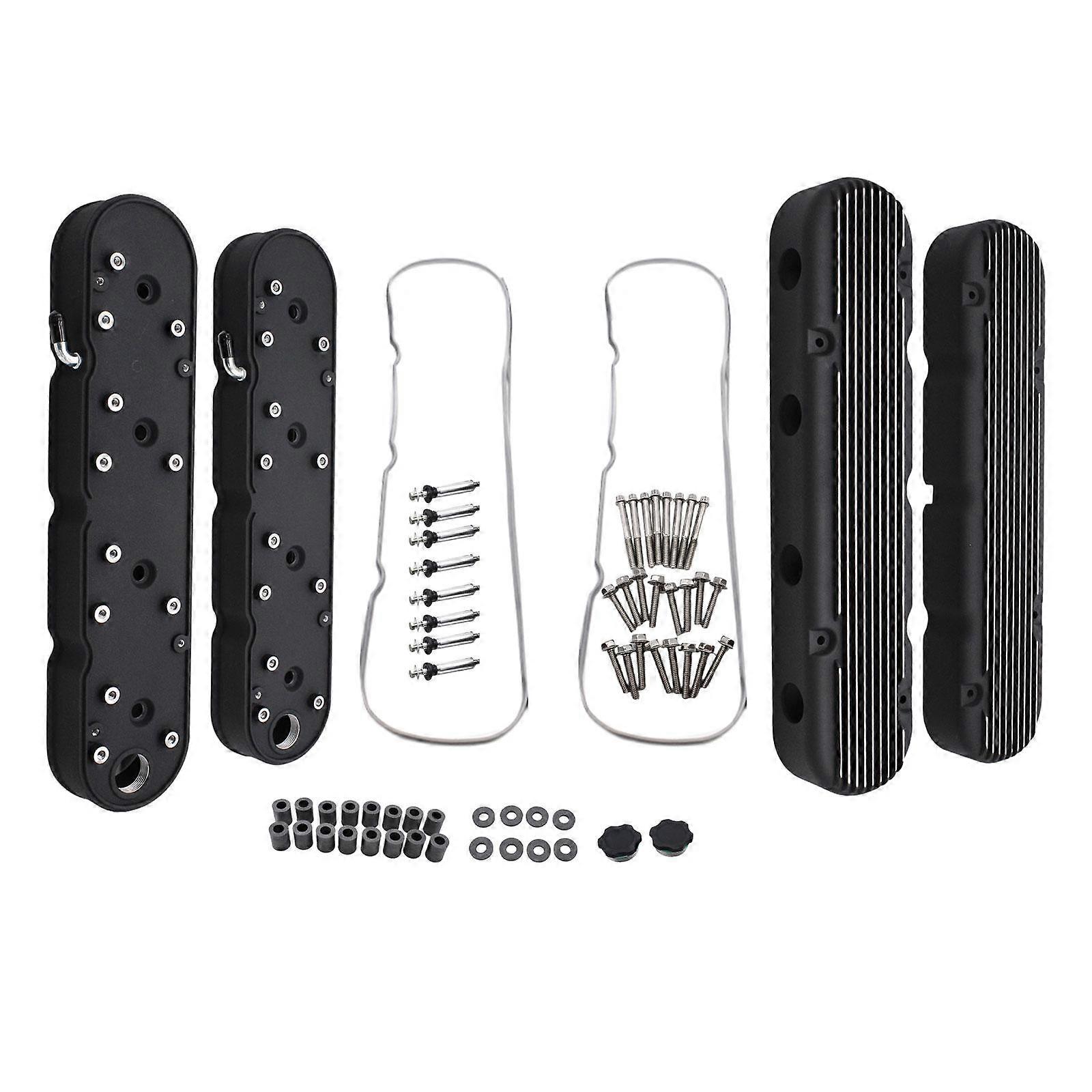 Finned Valve Covers with Coil Mounts Black for LS Engines Replace Parts