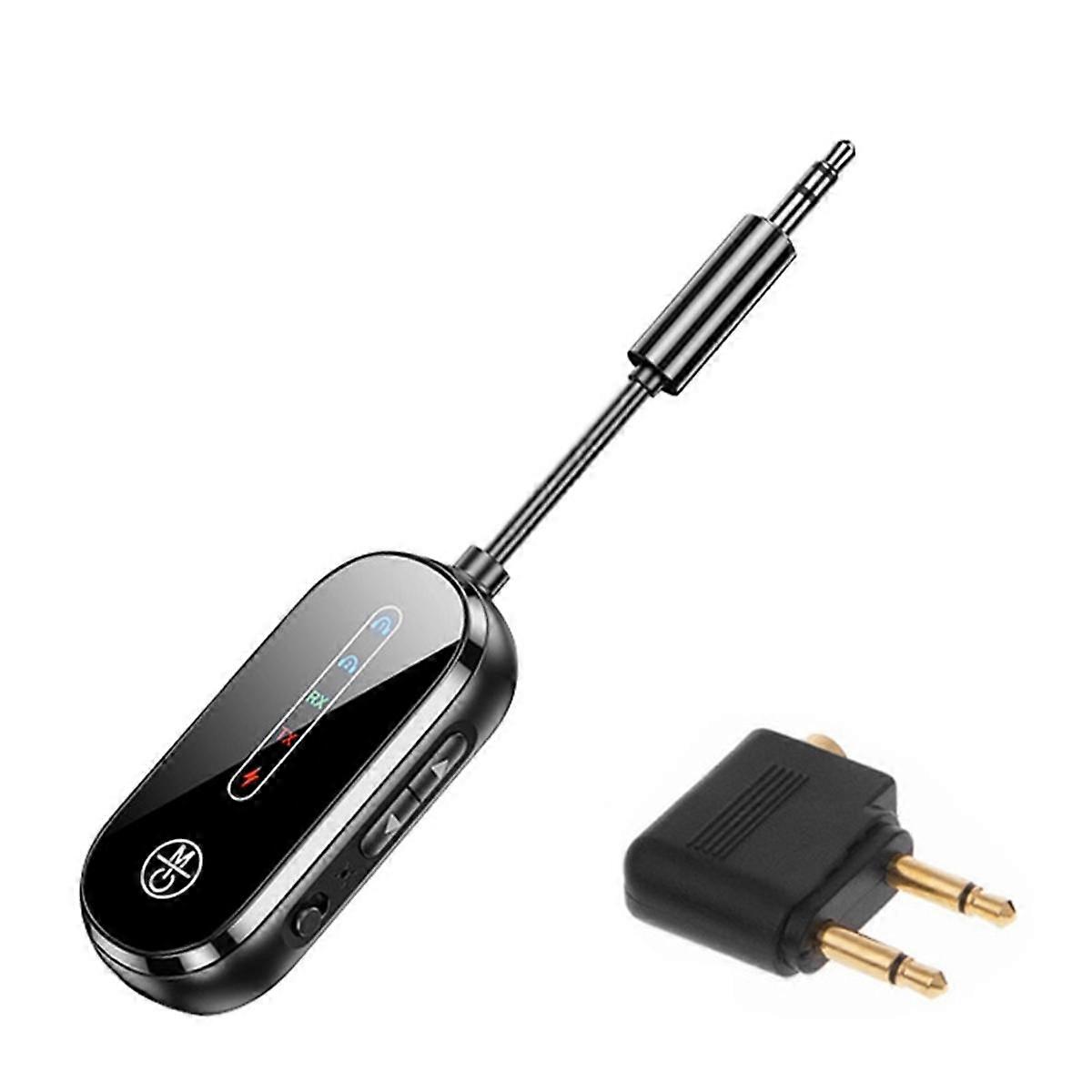Bluetooth 5.4 Audio Transmitter Receiver Low Latency 3.5mm AUX Jack Airplane Wireless Adapter for TV Car Speaker