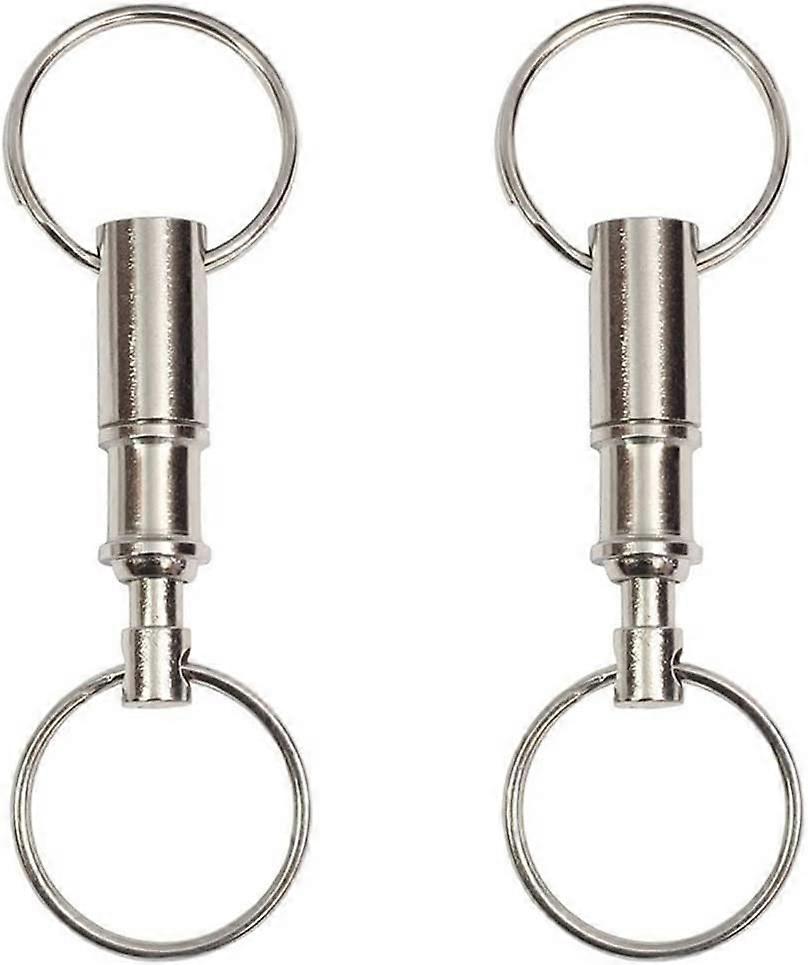 2Pcs Quick Release Detachable Keychains Pull Apart Key Rings Dual Split Keyring