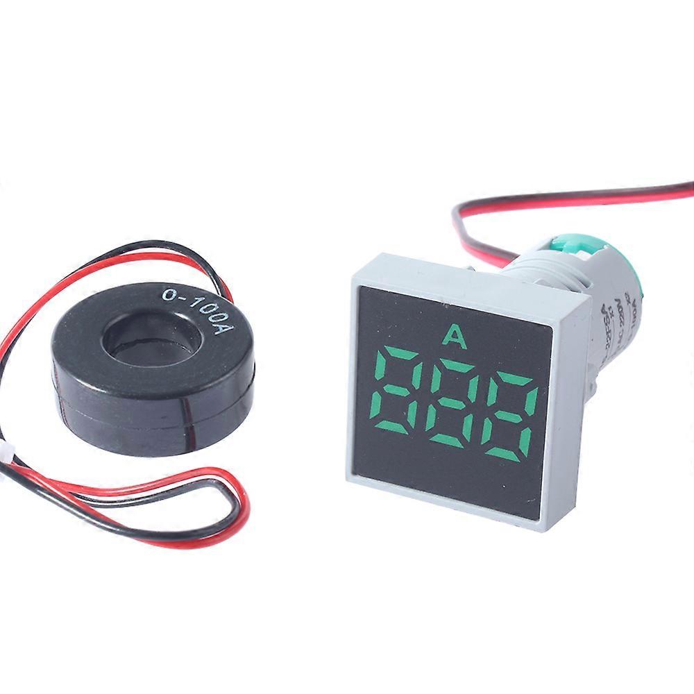 1pc 22MM Square Digital Display Ammeter Current Meter 0-100A Indicator Voltmeter Tester Led Lamp AC 60V-450V