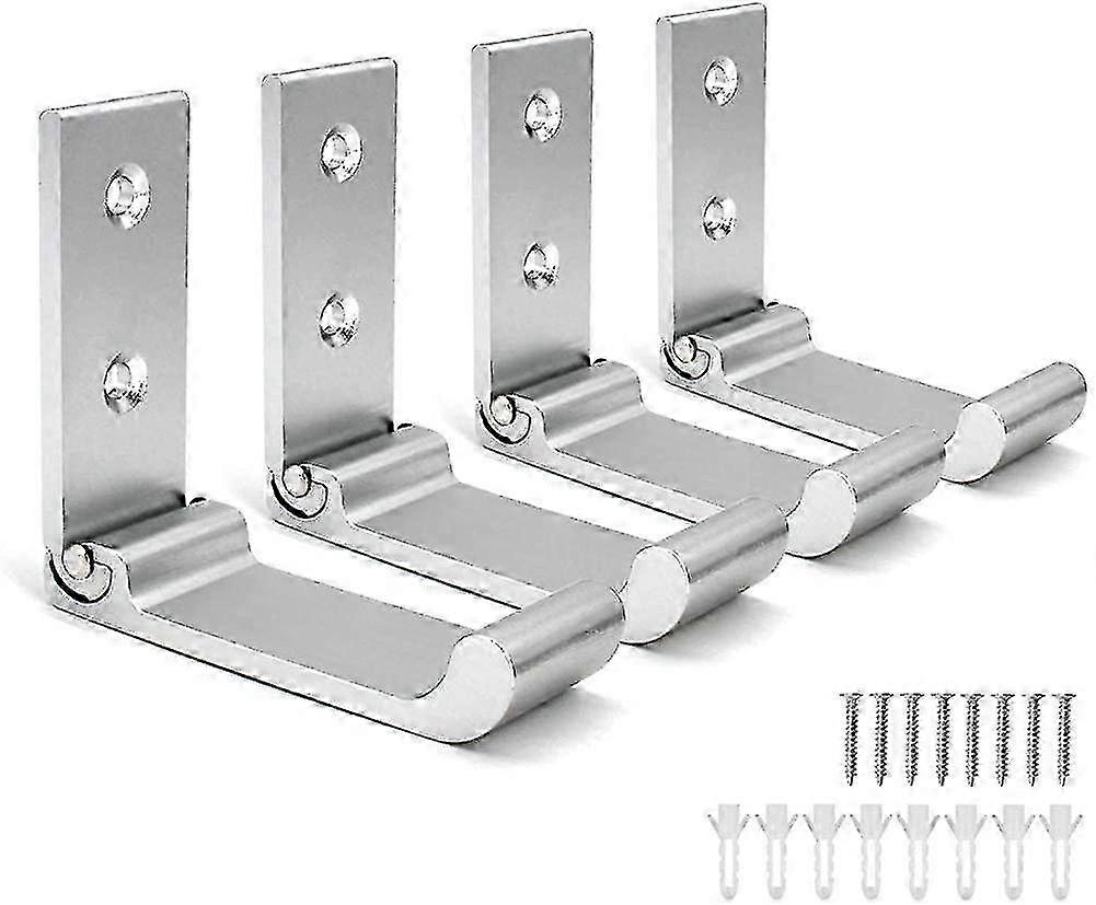 Foldable Wall Hook, Invisible Folding Wall Bracket, 4 Pcs Aluminum Wall Mount