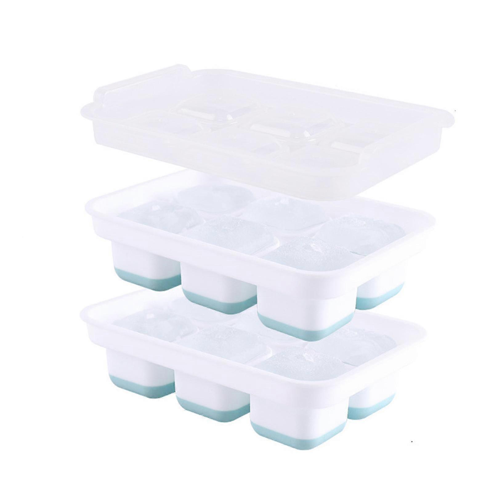 2 Pack Ice Cubes Trays With Lid Food-grade Silicone Ice Cubes Mold Round/square Big