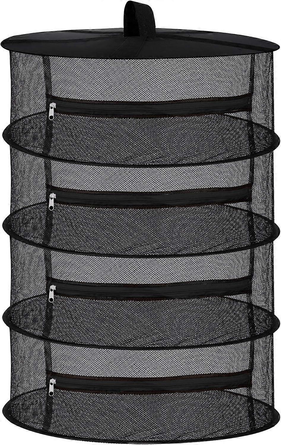 2025,4 Layer Hanging Mesh Dry Herb Dryer Net with Zippers Black