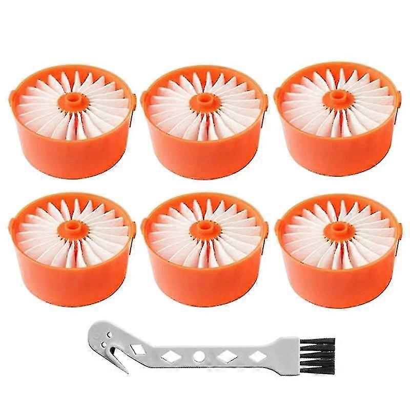 6 Pack Filter Elements With Cleaning Brush For Black+decker Bsv2020g Hy