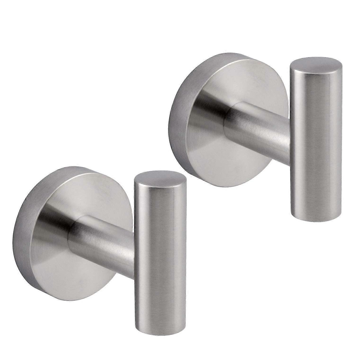 Badezimmer gebürsteter silberner Kleiderhaken, Edelstahl-Einzelhandtuch an der Wand montiert 2er-Pack