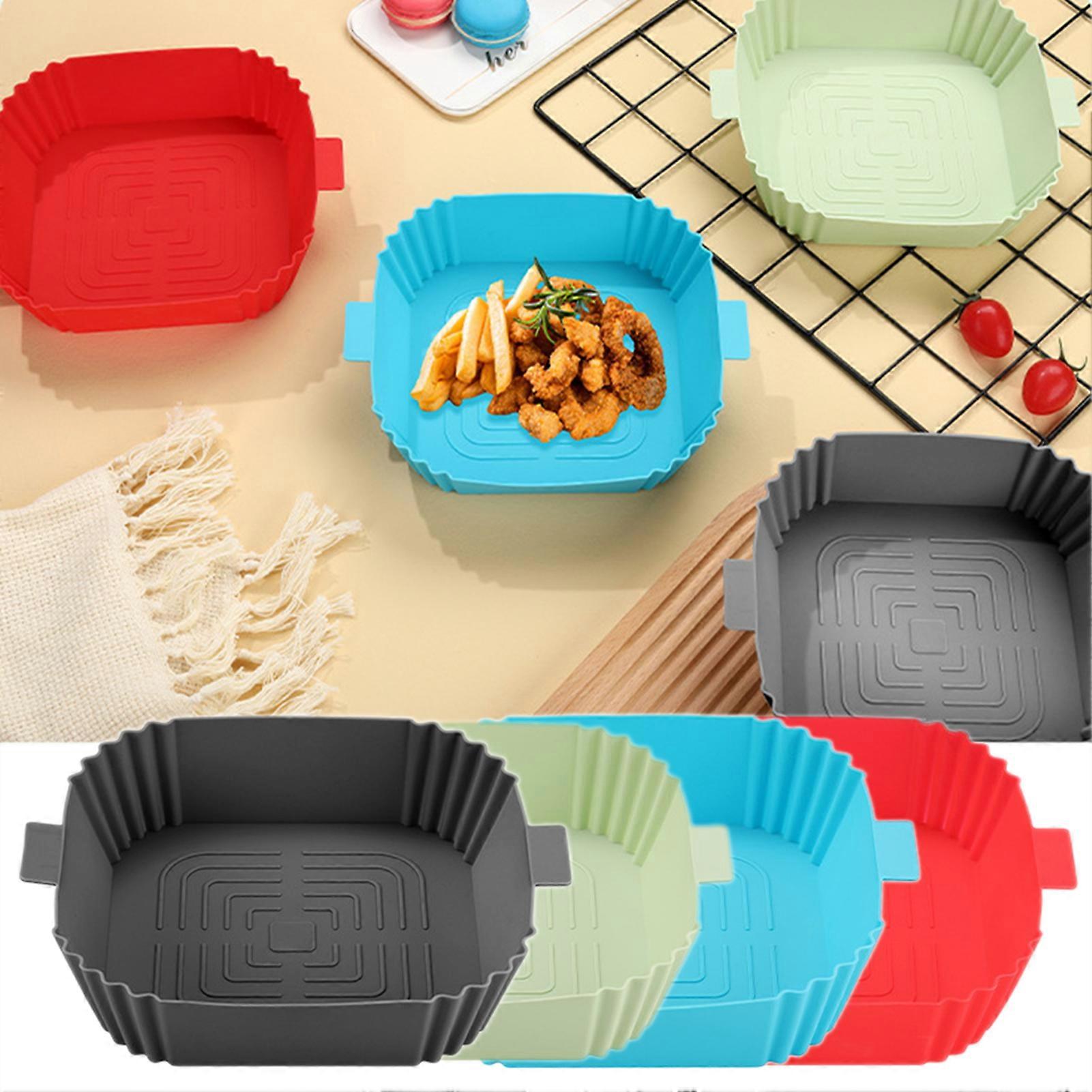 2pcs Reusable Silicone Airs Fryer Liners Non Stick Food Safe Washable Baking Pan with Handles for Kitchen