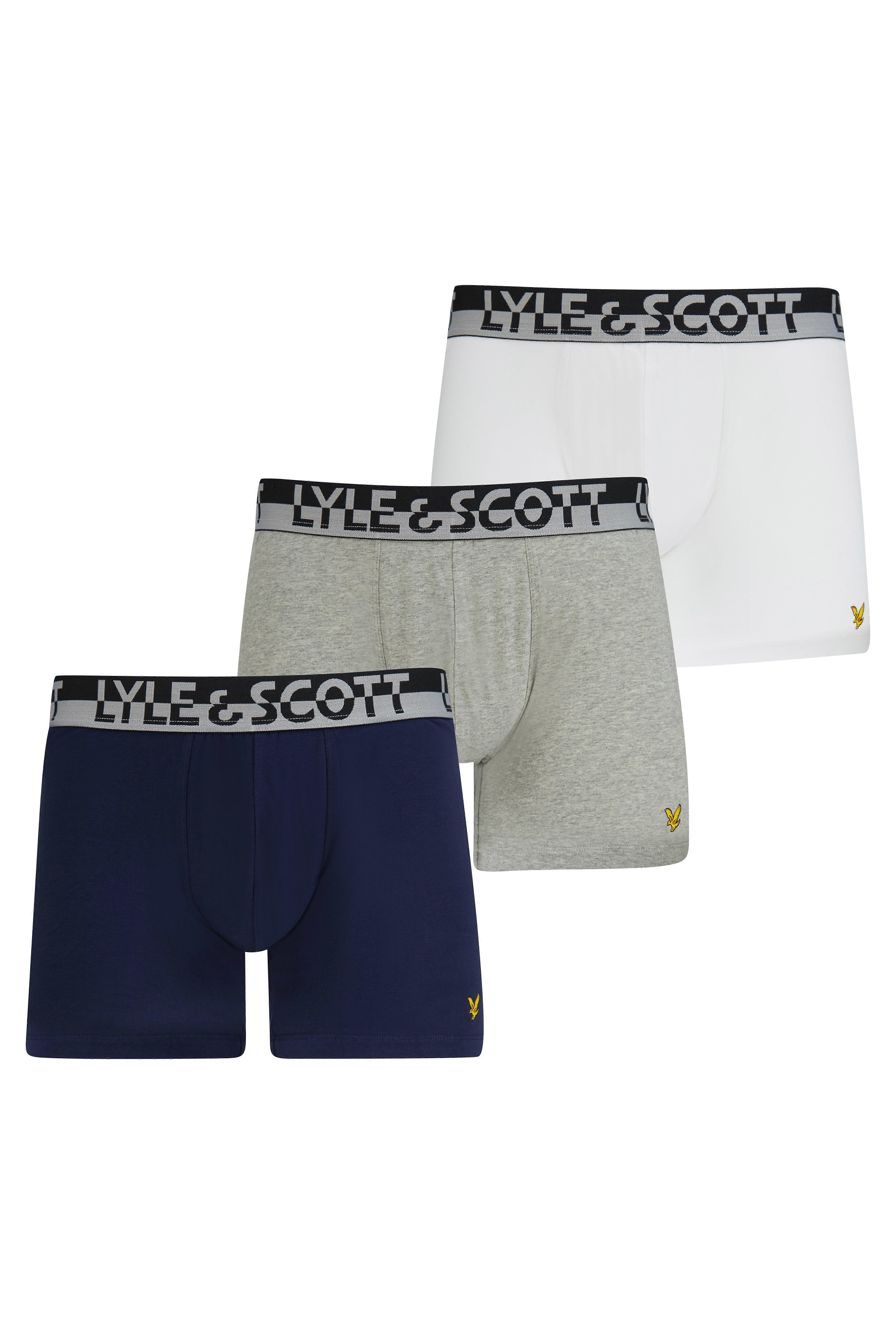 Lyle & Scott 3 Pack Men's Ashton Trunks - Grey Marl/peacoat/white