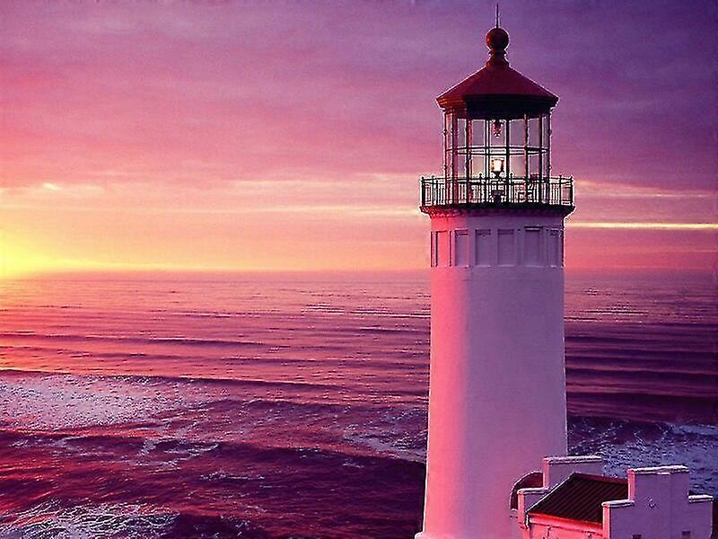 100% Full 5d Diy Daimond Peinture Point de croix « Purple Lighthouse Scenery » 3d Diamond Mosaic Round Rhinestones Paintings Broderie