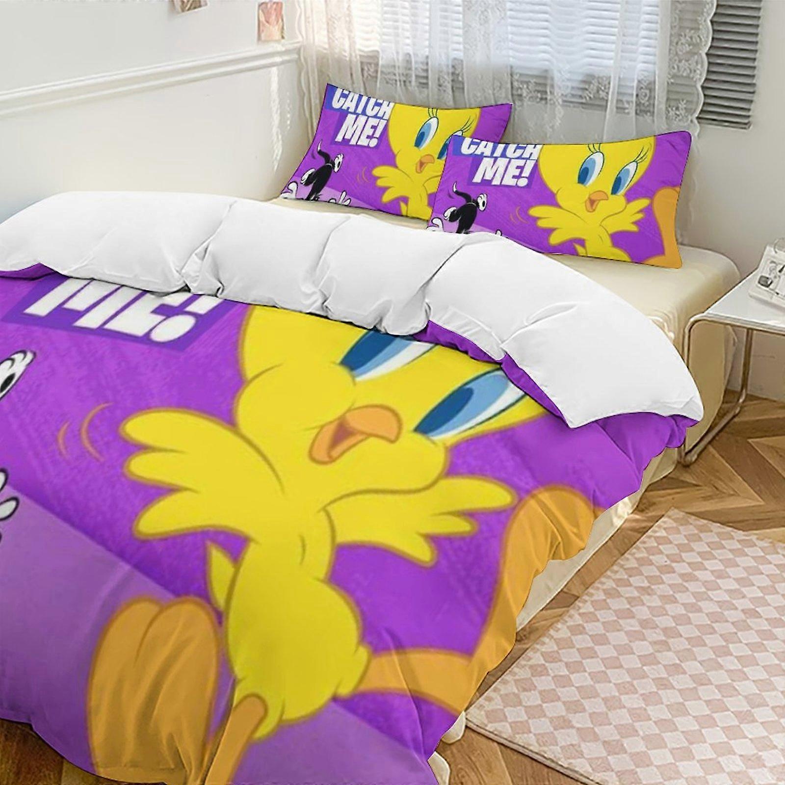 c582 TweetyBird 2 Capa de Edredom de Cama Conjuntos de Cama de Microfibra Conjuntos de Edredom Leve de 3 Peças, 1 Capa de Edredom e 2 Fronhas para Crianças ee582
