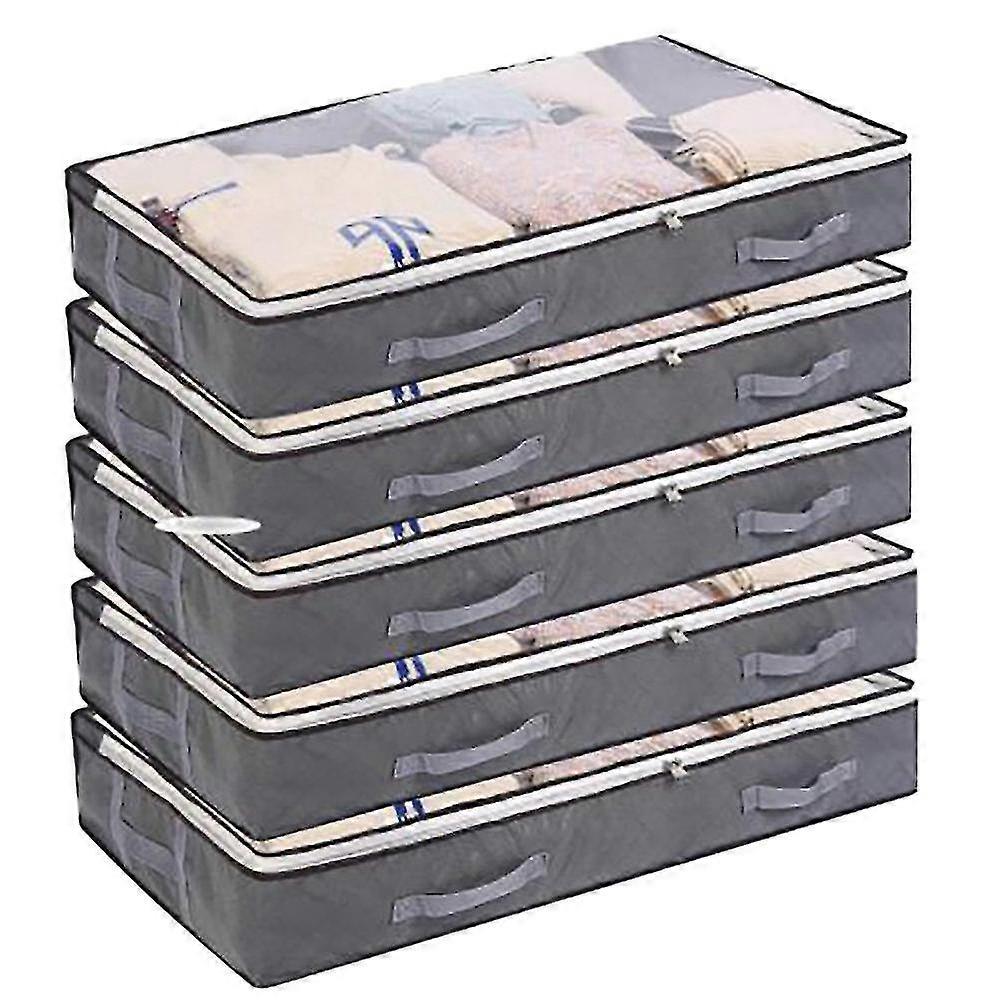 3 Pack Underbed Storage Bags Foldable Clothes Storage Containers With Clear Window Reinforced Handle