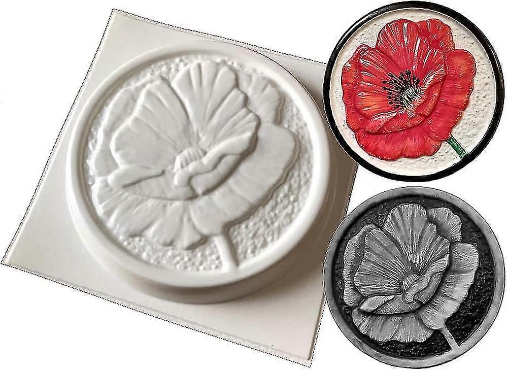 Poppy Garden Concrete Or Plaster Plaque Mould Stepping Stone Mold