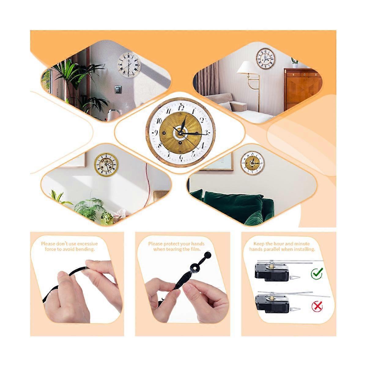 4Pcs Clock Mechanism Replacement Kit with 7 Clock Hands Operated for Clock Repair DIY Clock Repair