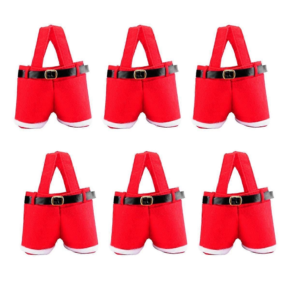 6PCS Χριστουγεννιάτικες τσάντες καραμελών Santa παντελόνια δώρο και θεραπεία τσάντες με λαβή φορητά καλάθια δώρων καραμελών Gi