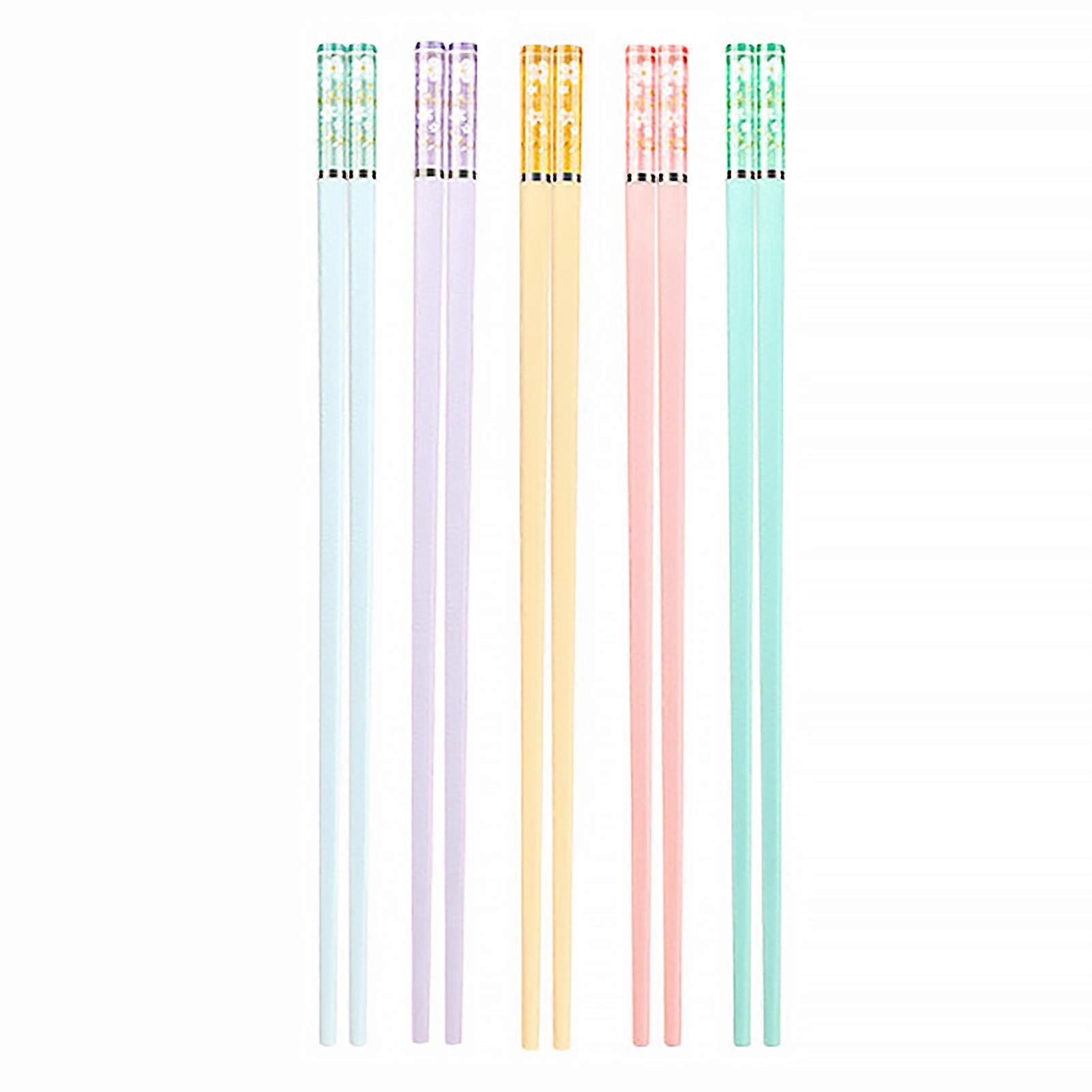 5 Pair/Set Japanese Chopsticks Heat-resistant Anti-scratch Cherry Blossom Patterns Daily Use Safe Fiberglass Chopsticks Flatware Supplies